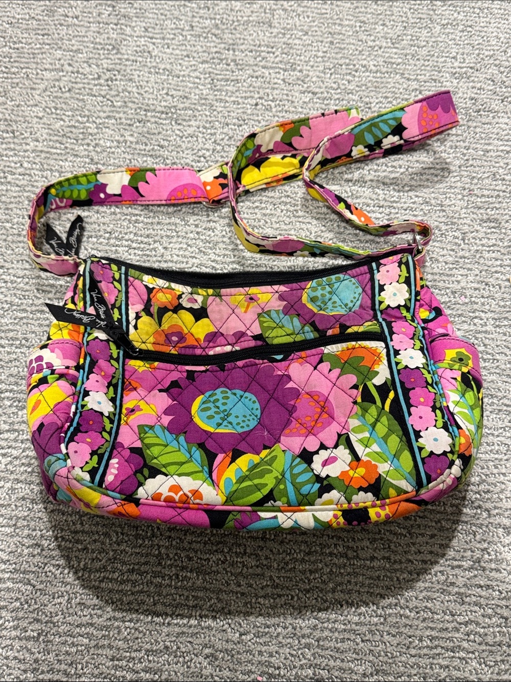 Vera Bradley Bright Floral Quilted Crossbody in Purple, Yellow, Green - Picture 2 of 3